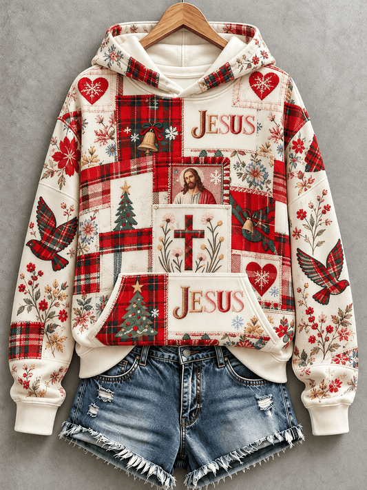 Women's Casual "Faith"Christmas  Cross-Print Sweatshirt