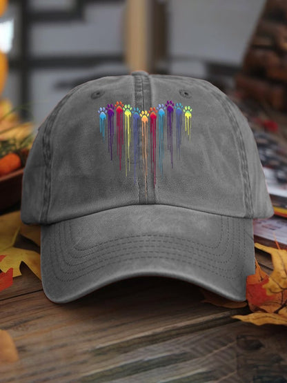 Unisex Colorful Dog Heart Paw Print Baseball Cap
