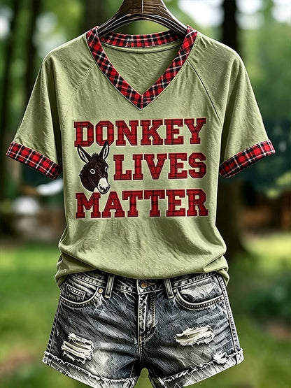 Women's Justice For HeeHaw Donkey Print Casual T-shirt
