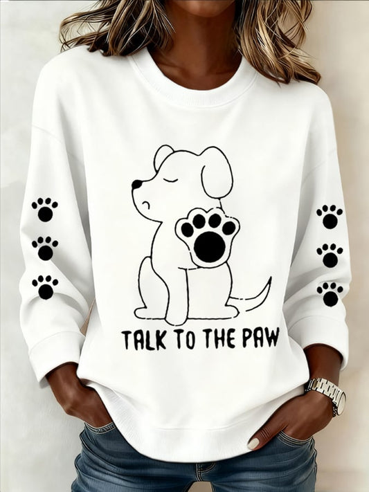 Women's Talking With Paws Funny Puppy Print Sweatshirt