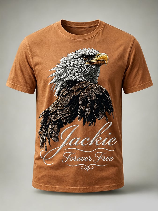 Men'S Casual Bald Eagle "Jackie" Print T-Shirt