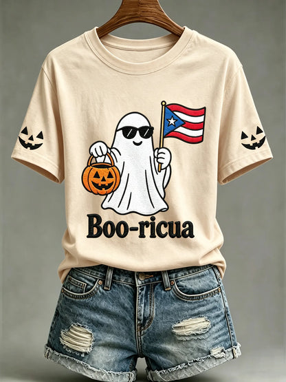 🎃Women's Halloween In Puerto Rico Print T-Shirt