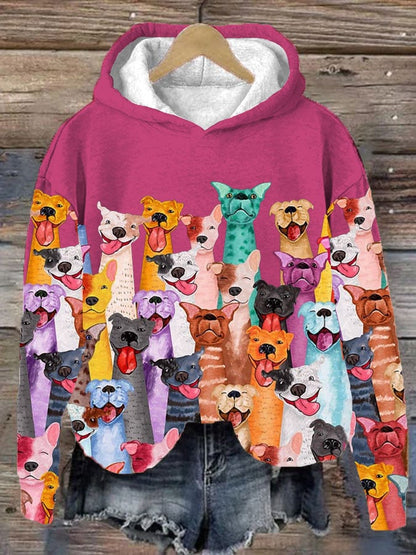 Women's Fun Dogs Print Casual Hoodie