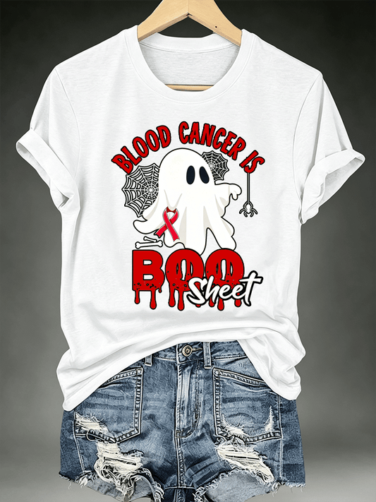 Women's BLOOD CANCER IS BOO SHEET Print T-Shirt