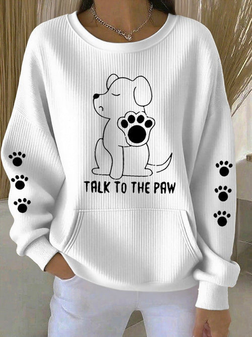 Women's Talking With Paws Funny Puppy Print Sweatshirt