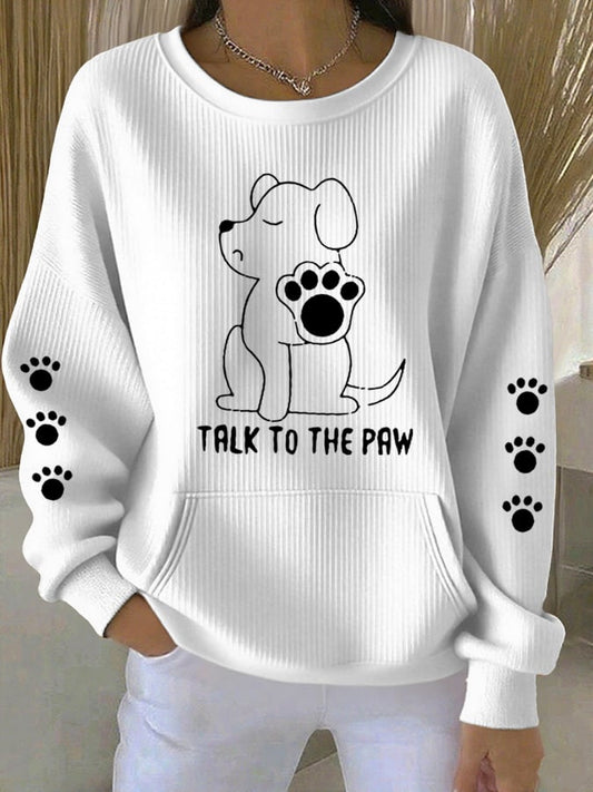 Women's Talking With Paws Funny Puppy Print Sweatshirt