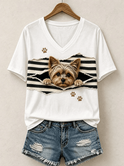 Women's Cute Dog Print T-Shirt