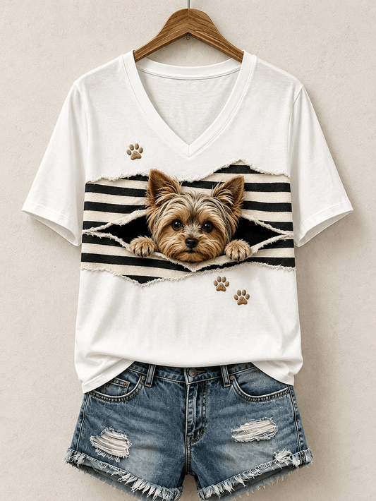 Women's Cute Dog Print T-Shirt