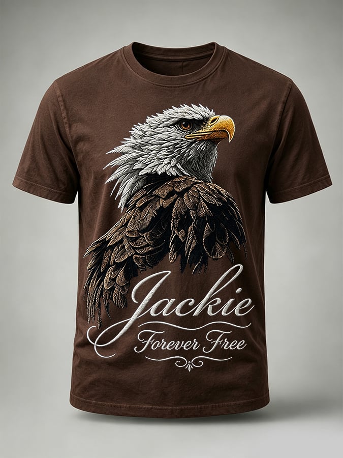 Men'S Casual Bald Eagle "Jackie" Print T-Shirt