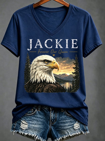 Women's Casual Bald Eagle "Jackie" Print Top