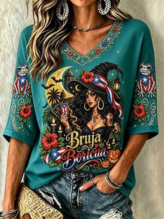 🎃Women's Halloween in Puerto Rico V-Neck T-Shirt