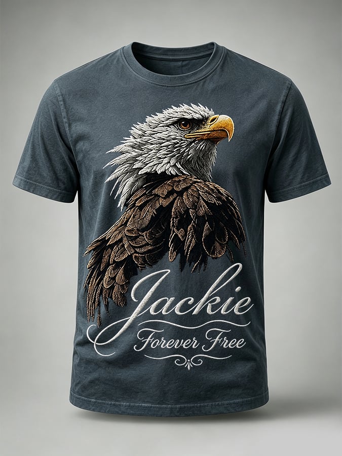 Men'S Casual Bald Eagle "Jackie" Print T-Shirt