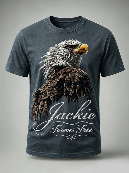 Men'S Casual Bald Eagle "Jackie" Print T-Shirt