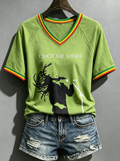 Women's Reggae Art Print Casual T-shirt