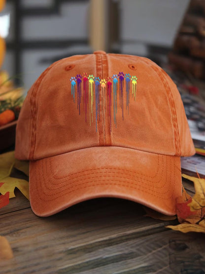 Unisex Colorful Dog Heart Paw Print Baseball Cap