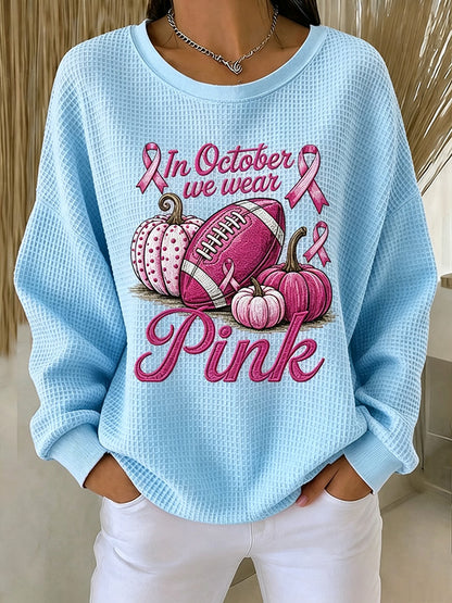 Women'S Pink Rugby Waffle Sweatshirt
