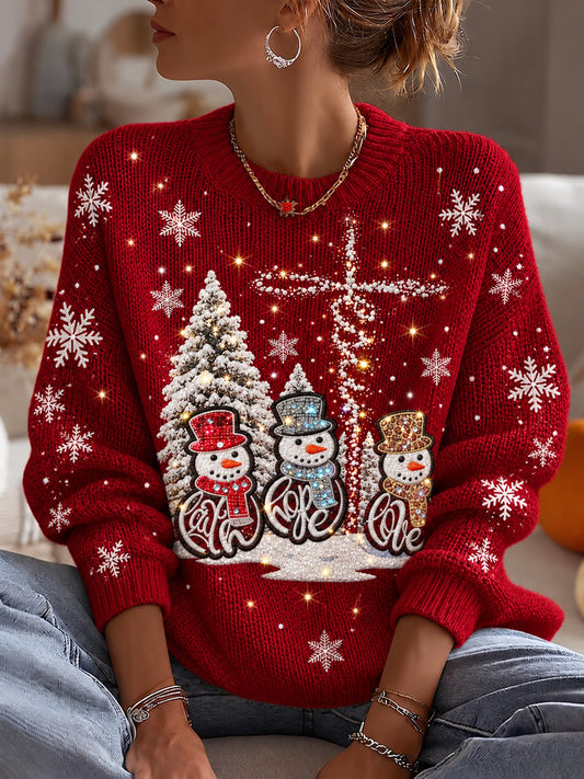 Women'S Christmas Print Crew Neck Long-Sleeve Sweatshirt
