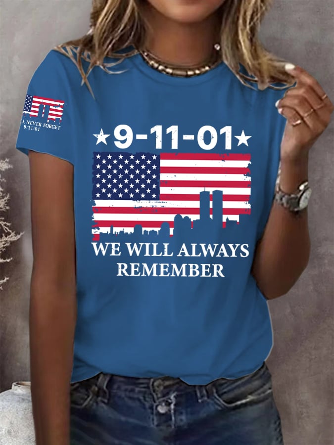 Women's We Will Never Forget 911 Print Shirt