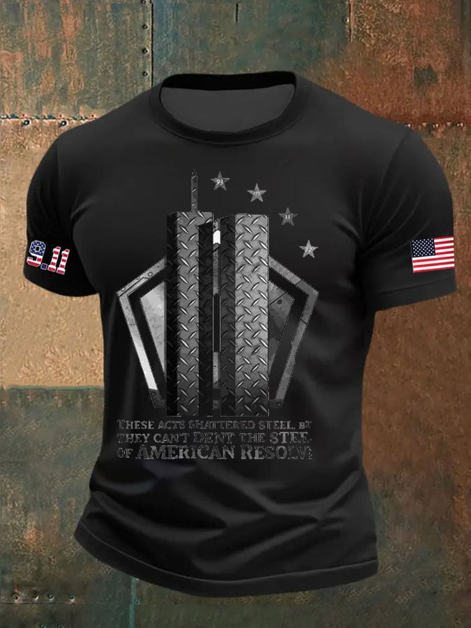 Men's Never Forget 9-11  Flag Print T-Shirt