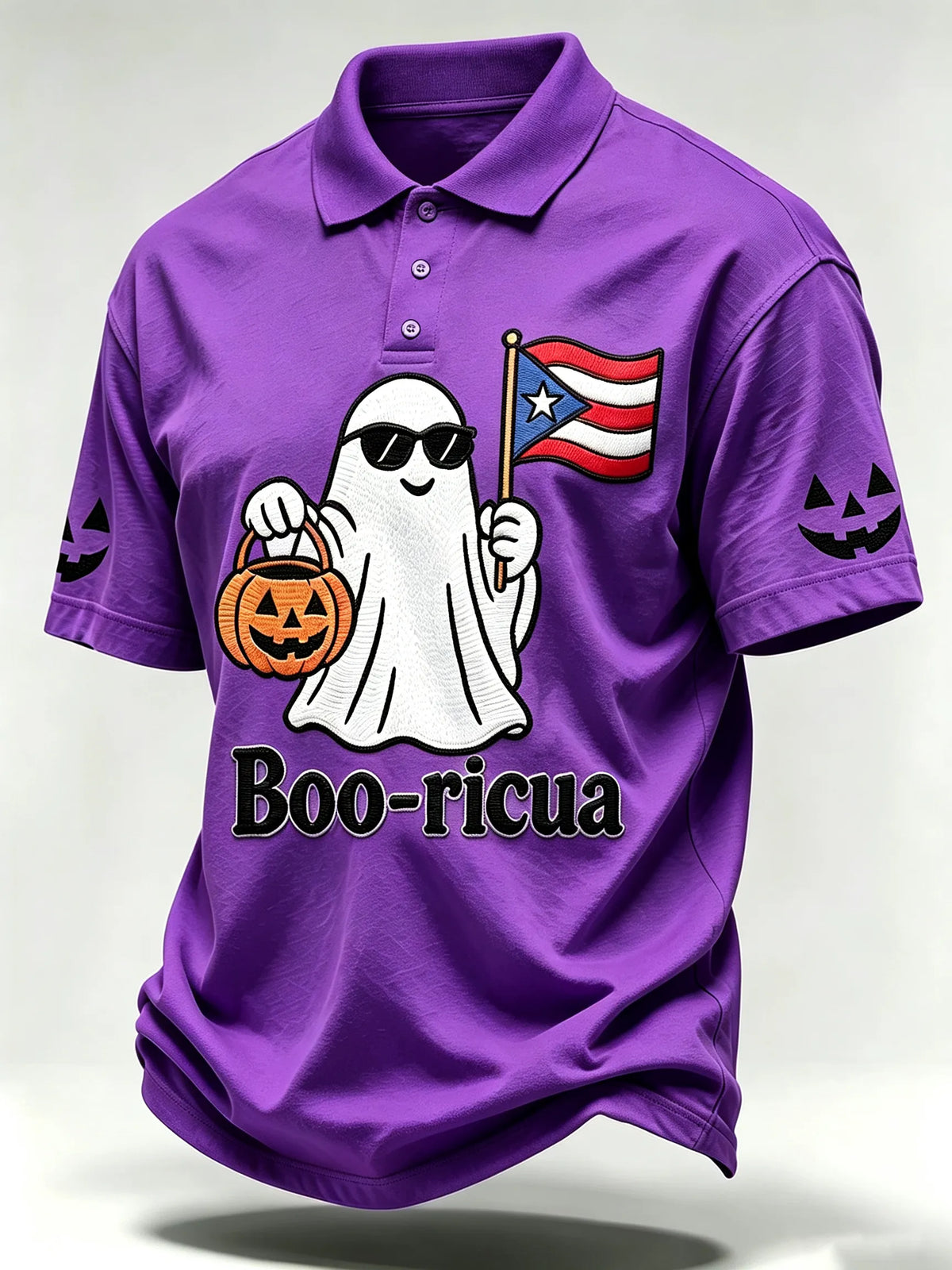 🎃Men's Halloween In Puerto Rico Print Polo Shirt