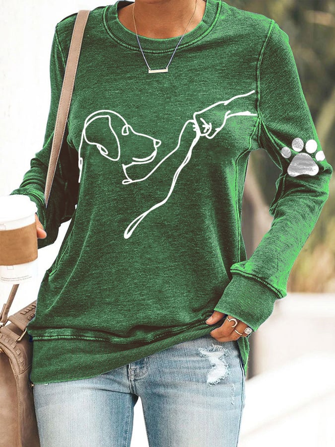 Dog High Five Casual Printed Sweater