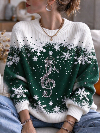 Women's Christmas Print Casual Knit Top