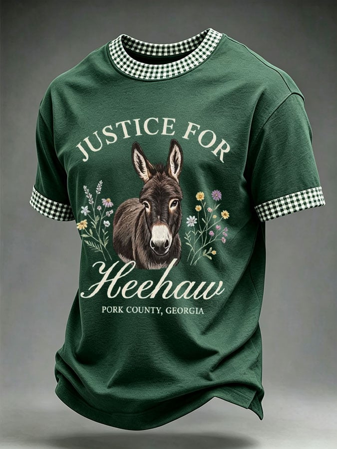 Men's Justice For HeeHaw Donkey Print Round Neck T-shirt