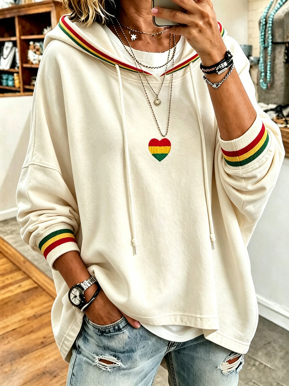 Women's Reggae Music Art Print Hoodie