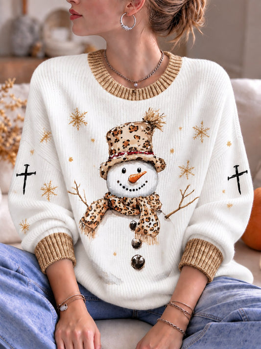 Women's Christmas Print Casual Knit Top