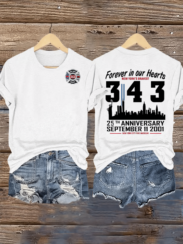 Women's 25th Anniversary 9/11 Memorial, 343 Hero Tribute Tee