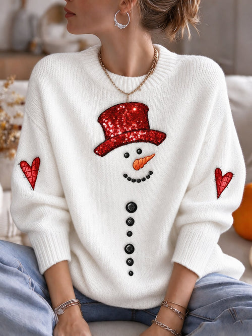 Women's Christmas Print Casual Knit Top
