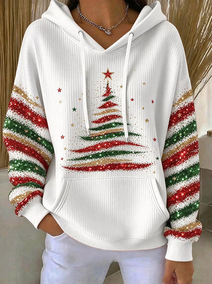 Women's Casual Printed Hooded Knit Top