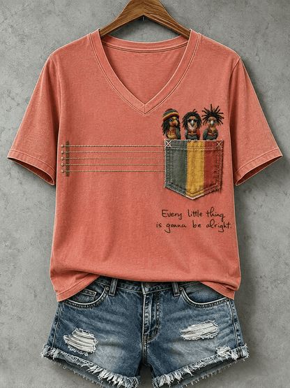 Women's Every Little Thing Is Gonna Be Alright Print Casual T-shirt