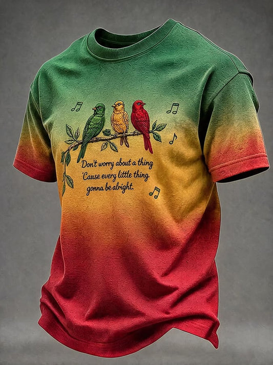 Men'S Printed Short-Sleeve T-Shirt With The Tagline "Don'T Worry About Anything, Because Every Little Thing Will Get Better"