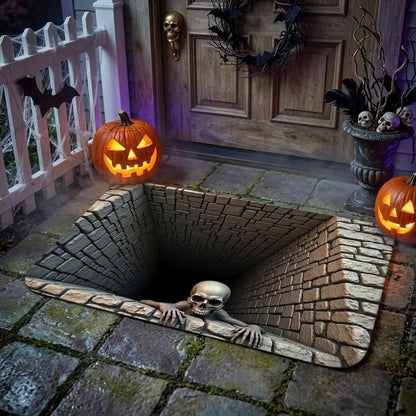 🔥Last Day 50% OFF🎁💀3D Illusion Skull Pit Mat – Halloween Area Rug