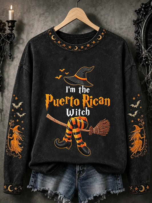 🎃Women's Halloween In Puerto Rico Printed Long-Sleeve Sweatshirt