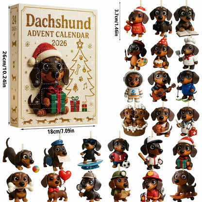 2026 Christmas Fun Dachshund Countdown Calendar Blind Box