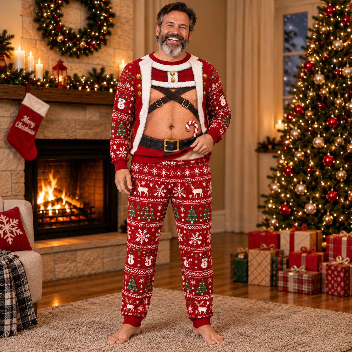 Funny Christmas Matching Sweatshirt & Sweatpants Set for Couples