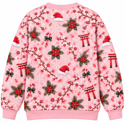 Women’s Christmas Funny Sweatshirt – Cute Sakura-Inspired Holiday Pullover