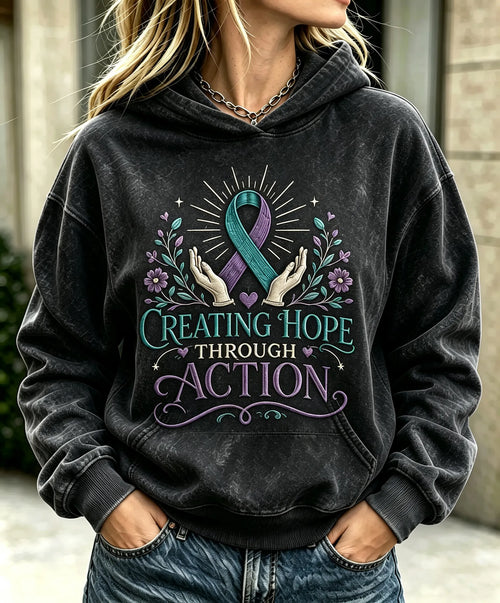 Women's Washed Cotton Suicide Prevention Hoodie
