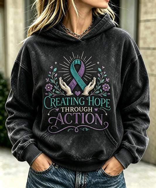 Women's Washed Cotton Suicide Prevention Hoodie