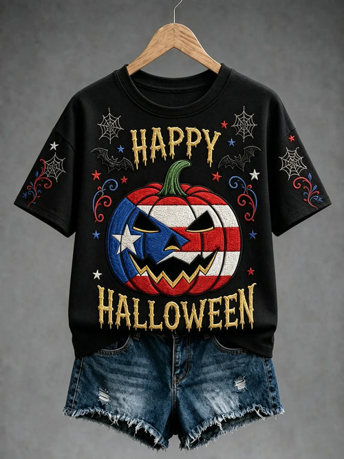 🎃Women's Halloween in Puerto Rico Print T-Shirt