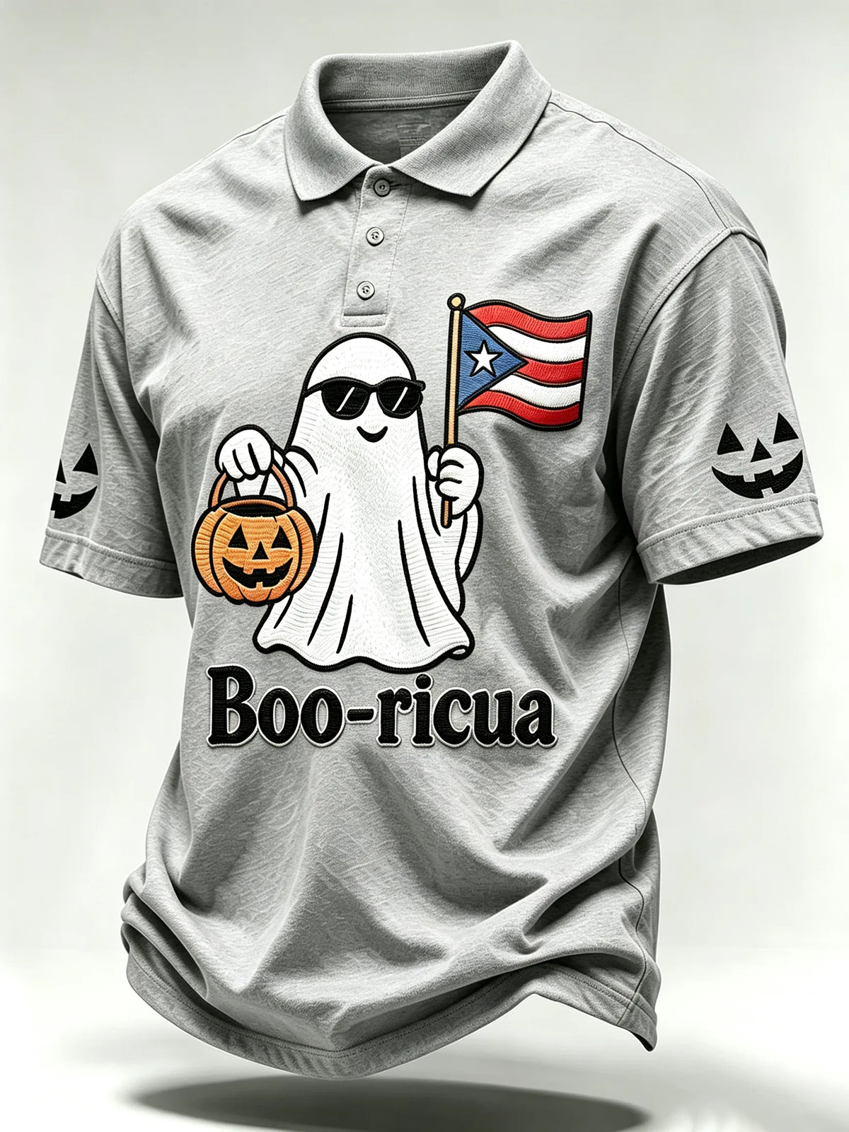 🎃Men's Halloween In Puerto Rico Print Polo Shirt