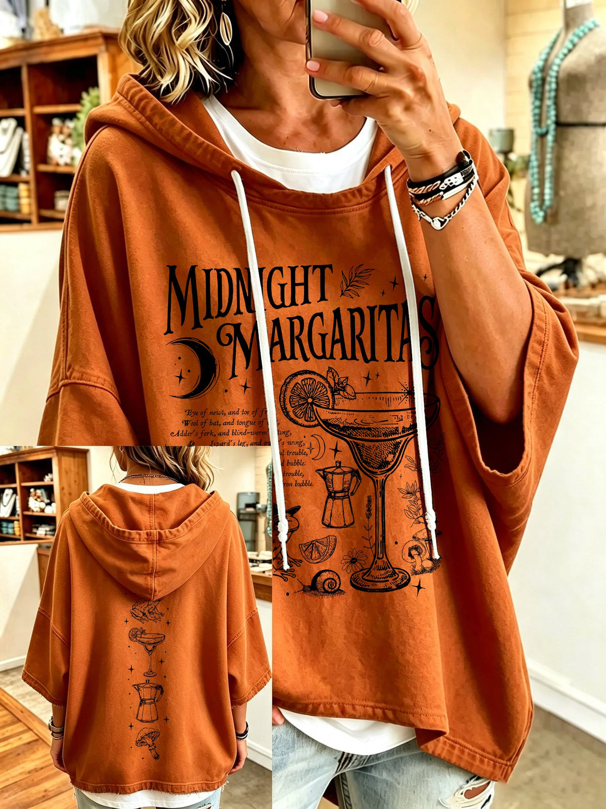 Women's Midnight Margaritas Print Hooded Sweatshirt