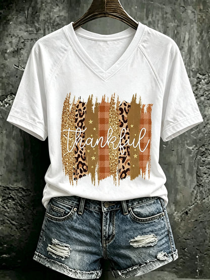 Women's Thanksgiving Print Casual T-shirt