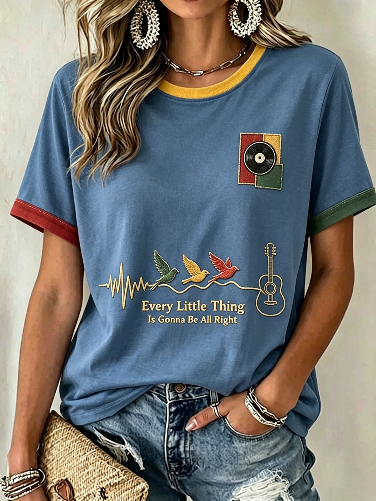 Women's Reggae Music Art Print Casual T-shirt