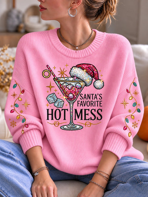 Women's Christmas Print Casual Knit Top