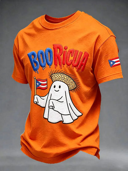 Men's Puerto Rico Halloween Print Short-Sleeve T-Shirt