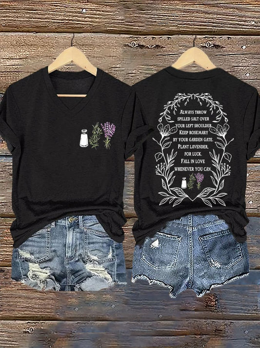 Women's Always Throw Spilled Salt Over Your Left Shoulder Print T-shirt