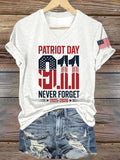 Women's 9/11 Memorial Week Flag Print Casual T-shirt